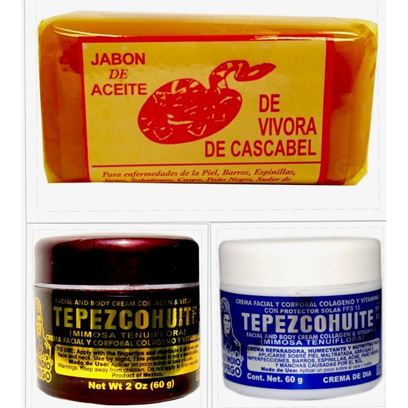 1 JABON ACEITE VÃBORA + 1 CREMA TEPEZCOHUITE NOCHE + 1 CREMA TEPEZCOHUITE DIAâ¤ï¸