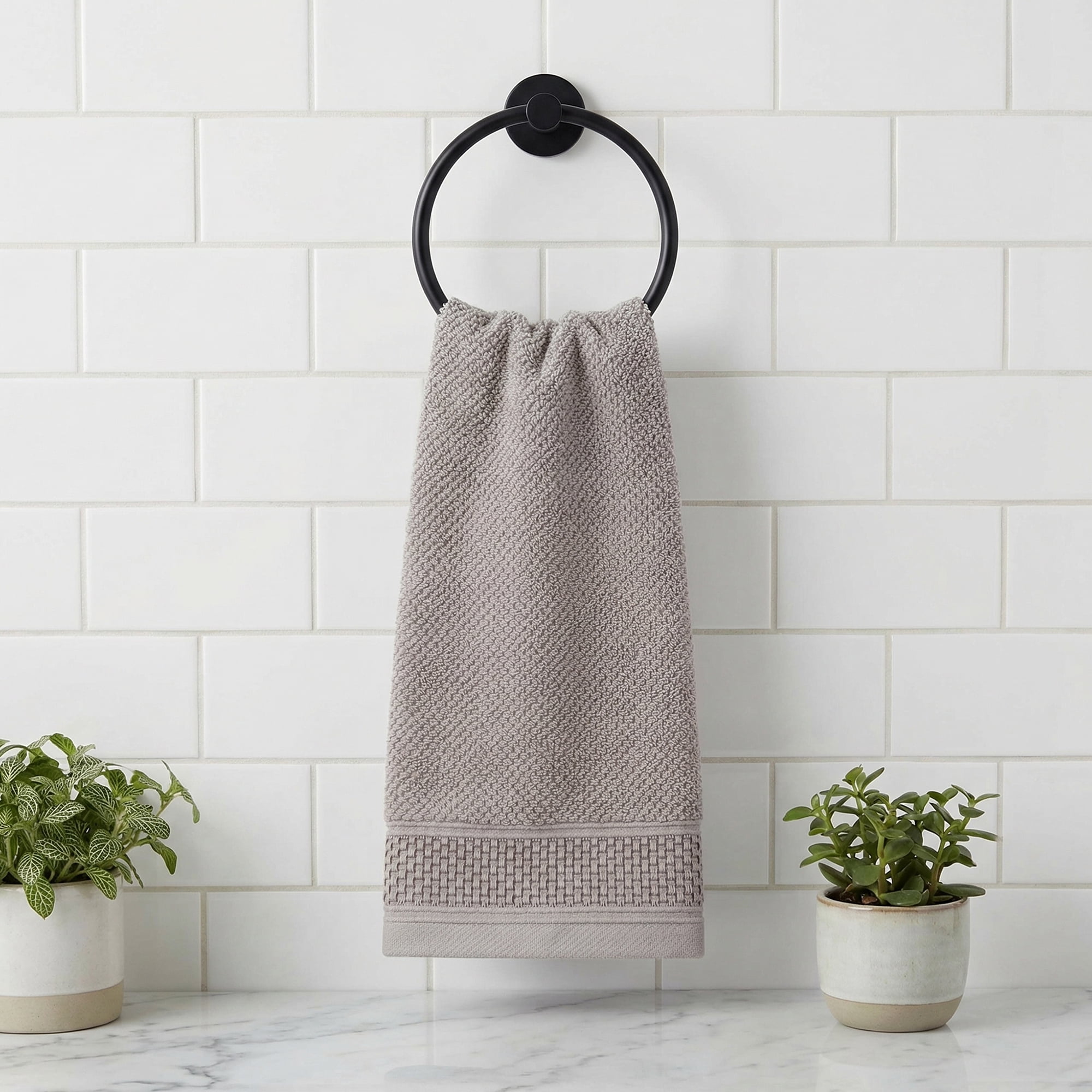 Unique Bargains Cotton Waffle Textured Hand Towels Brown 2pcs 29" x 13"