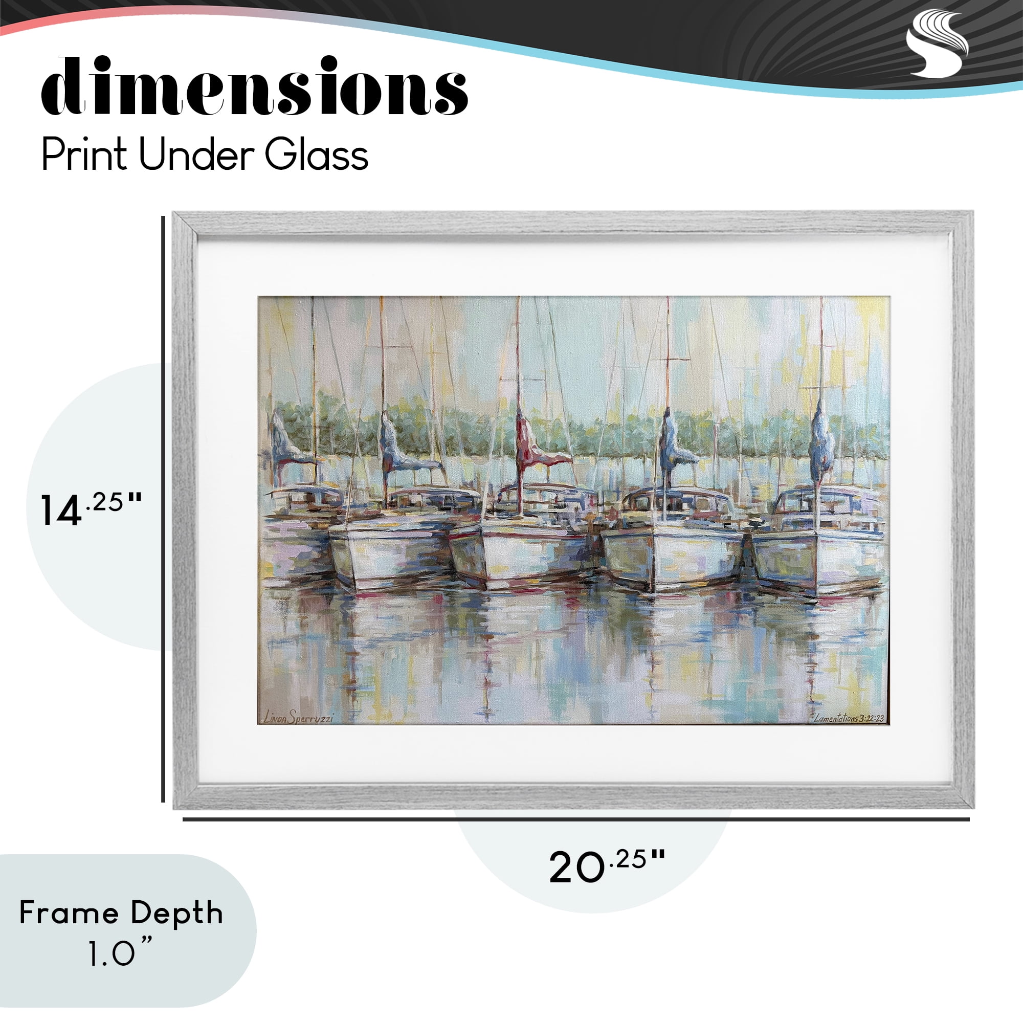 Stupell Industries Morning At The Marina Gray Framed Print Under Glass, design by Linda Sperruzzi