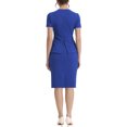 thumbnail image 3 of Allegra K Women’s Crew Neck Peplum Contrast Trim Short Sleeve Wear-to-Work Bodycon Sheath Dress, 3 of 5
