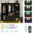 thumbnail image 5 of Blotout 70" Armoire Wardrobe Closet with Mirror, LED Wardrobe Armoire with 2 Drawers, 4 Door Wood Armoire Storage with Hanging Rods and Multi-Layer Shelves, 5 of 7