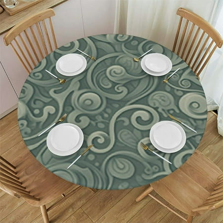 

Tllo0ord Seashells Round Fitted Table Cover with Elastic Edges Table Cover for Indoor Outdoor Kitchen or Party Waterproof Oil-Proof Stain-Resistant wipeable- Fits Tables up to 38-42