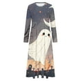 thumbnail image 4 of WXLWZYWL Womens Plus Halloween Dress Pumpkin Printed Costume Dresses Long Sleeve Crewneck Dress A Line Long Dresses, 4 of 5