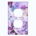 thumbnail image 2 of Metal Light Switch Plate Outlet Cover Flower White Rose Purple ROS013, 2 of 13