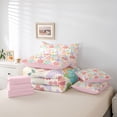 thumbnail image 5 of Homewish Kawaii Cartoon Flower Twin Bedding Sets 7-Piece for Kids, Pink Cherry Blossoms Bedding Comforter Set, Groovy Floral Reversible Sheet Sets, Breathable Home Decor, 5 of 7