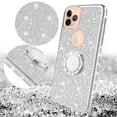 thumbnail image 2 of Apple iPhone 11 Pro Max 6.5inch Case Silver Glitter Ring Kickstand Clear Shock Proof Protective Phone Case, 2 of 6
