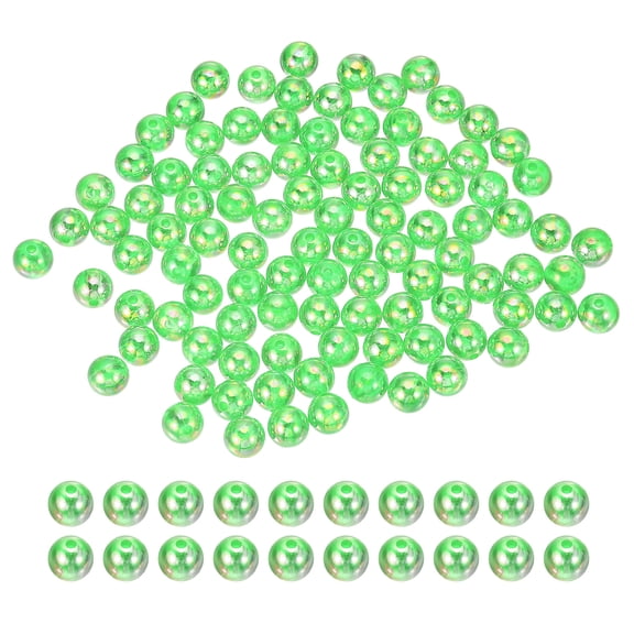 Uxcell 10mm Fishing Beads, 200 Pcs Acrylic Holographic Beads Round Fishing Bait Eggs Rig Bead Tackle Lures Accessory for Fishing Rigs Baits Lures, Light Green