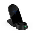 thumbnail image 1 of 3 en 1 Cargador Teléfono Reloj Auricular Tipo-C Carga Dock Estación Multifuncional Reemplazo Stand Pad Hotel Oficina Oficina Negro Inevent EL006104-01B, 1 of 7