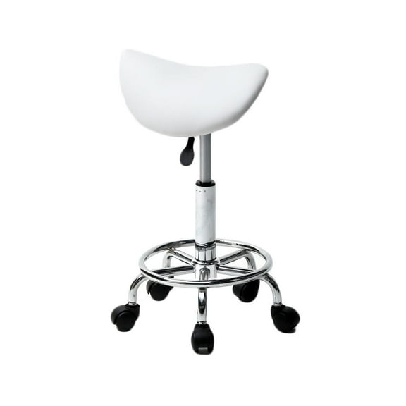 SalonMore Rolling Swivel Salon Stool,Saddle Massage Spa Salon Stool White