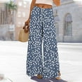 thumbnail image 2 of Women Summer Boho Pants High Waist Wide Leg Floral Printed Casual Loungewear Flowy Trousers with Pockets Wide Leg Trousers Woman Navy L, 2 of 8