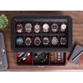 thumbnail image 4 of Caja para relojes ROTHWELL de piel con 12 ranuras y cajón para aparcacoches, color negro y rojo, 4 of 9