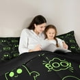 thumbnail image 4 of Erosebridal Funny Ghost Bedding Twin Size,Holleween Theme Comforter Sets with Sheets,Green Black Bedding Sets Twin Size,Microfiber Bedroom Decoration Reversible,7pcs, 4 of 7