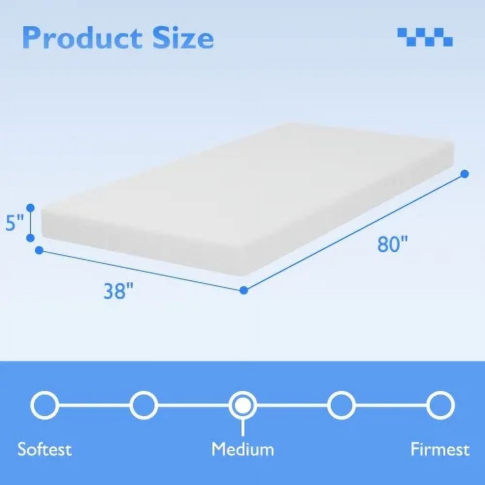 CL.HPAHKL 5 inch Twin XL Size Mattress with Cover, Cooling Gel Memory Foam Twin Mattress for a Cool Sleep & Pressure Relief, Medium Firm Mattress Pad Mattresses, Bed in a Box, CertiPUR-US Certified