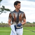 thumbnail image 3 of Picia Running Horses Print Men's Polo Shirt, Two-Button Closure Pique Polo Shirt, Summer Fashion Golf Shirt-4X-Large, 3 of 6