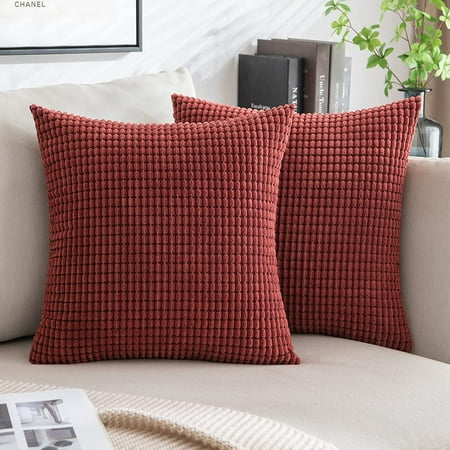 

MIULEE Pack of 2 Pillow Covers 16x16 inch Burgundy Super Soft Corduroy Decorative Throw Pillows Couch Home Decor for Cushion Sofa Bedroom Living Room