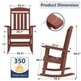 thumbnail image 5 of Patio Slat Rocking Chair Set of 2, HDPE Plastic Weather Resistant Porch Rocker, Red, 5 of 10