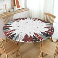 thumbnail image 2 of Christmas Tree Round Fitted Tablecloth Best for 44"-48" Xmas Black White Table Cloth Elastic Edge Round Water-Resistant Washable Snowflakes Table Cover for Party Picnic Camping Outdoor Indoor Decor, 2 of 4