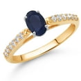 thumbnail image 2 of Gem Stone King 10K Yellow and White Gold Oval Blue Sapphire and White Lab Grown Diamond Engagement Ring for Women (0.73 Cttw, Gemstone September Birthstone, Available in Size 5, 6, 7, 8, 9), 2 of 4