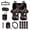 Black - Eagle American Flag, variant on Frog Print Car Interior Cover Set 15Pcs Universal Car Front and Rear Seat Covers with Steering Wheel Cover Safety Belt Pads Cup Cushions Key Chain Decorative Auto Accessories