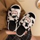 thumbnail image 1 of Pantuflas de algodón de moda para mujer, pantuflas de punta abierta con una sola palabra, para invierno, para el hogar, antideslizantes, cálidas y bonitas, para interiores y exteriores, de piel, 1 of 5