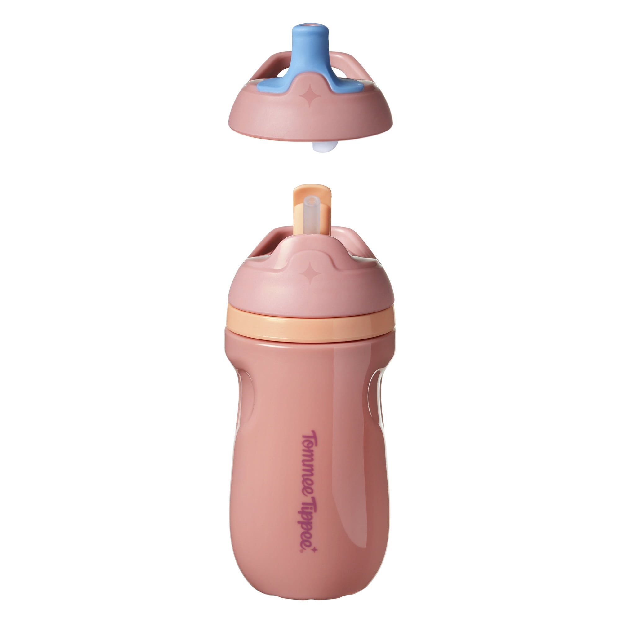 Tommee Tippee Insulated Multi-Lid Sporty Toddler Cup, 12m+, 9oz, Non-Spill, Pink, 1-Pack