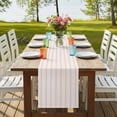 thumbnail image 4 of Pink Striped 90 Inch Table Runner, Rustic Pink Stripe Modern Art Beige Farmhouse Dresser Scarf Cotton & Linen Tablerunner for Dining/Kitchen Island/Holiday Party Décor 13" x 90", 4 of 9