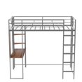 thumbnail image 6 of Harper & Bright Designs Twin Metal Loft Bed with 2 Shelves and one Desk, Sliver, 6 of 12