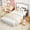 Light gray+white, variant on Twin/Full Size Upholstered Bed Frame with Two-Tone Scalloped headboard, Cute Velvet Princess Platform Bed for Boys/Girls, So-lid Wood Slats Support, No Box Spring Needed, Noise Free