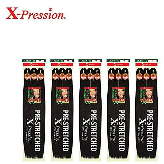 Outre Braids X-Pression Braid Premium Pre Stretched Braid 72'' 3X (5-PACK, 4)