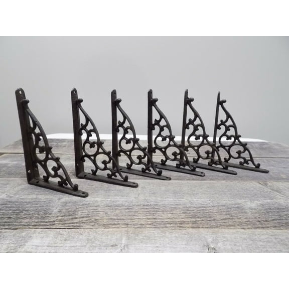 6 Antique Style Shelf Brace Wall Bracket Cast Iron Brackets Vine Garden Shed