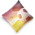 thumbnail image 5 of Soccer Ball On Sunset Velvet Plush Throw Pillow Cushion Case Cover - 18" x 18" - Invisible Zipper Home Decor Floral for Couch Sofa No Pillow Insert, 5 of 5