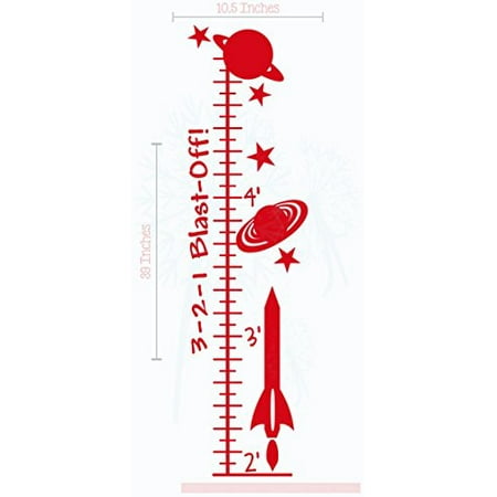 Blast Off Rocket Growth Chart Vinyl Decals Boys Wall Decor Sticker