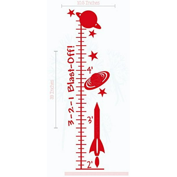 Blast Off Rocket Growth Chart Vinyl Decals Boys Wall Decor Sticker