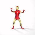 thumbnail image 3 of Deluxe Boys Iron Hero Cosplay Jumpsuit with 3D Metallic Armor Texture & Visor Mask, High Quality Red Gold Suit for Comic Con Events, Red, 130, 3 of 5