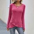 thumbnail image 2 of Women Blouses Lady Fitted T Shirt Womens Long Sleeve Shirt Tall Oversized Button up Old Lady Tops Long Sleeve Active Maternity Shirts Women S T Shirts V Neck for Womens Hot Pink 2XL, 2 of 5