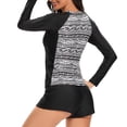 thumbnail image 6 of Women's 2Pcs Bathing Suits Floral Long Sleeve Tops + Shorts Modest Swimsuits - 2XL US (18-20), 6 of 7