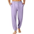 thumbnail image 2 of Domuza Mens Pajama Pants Lightweight Elastic Drawstring Soft Casual Jogger Pj Bottoms Comfy Loose Lounge Sleepwear with Pockets Light Purple 2XL, 2 of 9
