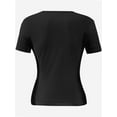 thumbnail image 5 of Women's Square Neck Tops Short Sleeve Crop Tops Workout Summer Clothes Casual Slim Fit T-Shirts, 5 of 5