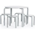 thumbnail image 3 of Guidecraft Kids' Nordic Table and Chairs Set - Gray: Childrens Wood Round Toddler Activity Table for Playroom with 4 Stacking Stools, 3 of 7