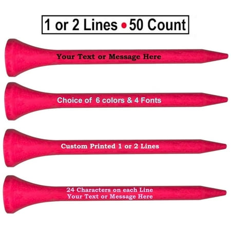 Personalized Pink Golf Tees – 2 3/4", 2 Line Text – 50 Count – Wood by GBM Golf