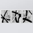 thumbnail image 3 of PixonSign Framed Canvas Print Wall Art Set - Black Gray White Geometric Paint Strokes Art - Set of 3 Abstract Shapes Illustrations Wall Décor for Living Room, Bedroom - 12"x16"x3 Panels White, 3 of 5