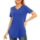 thumbnail image 4 of La nueva manga del cortocircuito del cuello del color sólido V de la camiseta de las mujeres de CACAGOO Camiseta mujer, 4 of 7