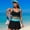 #542-Blue, variant on Women's High Waisted Bikini Sets Tummy Control Swim Skirt Two Piece Swim Suit Tummy Control Color Block Bathing Suit