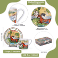 thumbnail image 3 of STP GOODS Running Horse Bone China Espresso Coffee Cup and Saucer Set of 4 for 2 in Gift Box 3.38 fl oz (100 ml) Porcelain Coffee Cup Set, White Green Yellow, 3 of 15