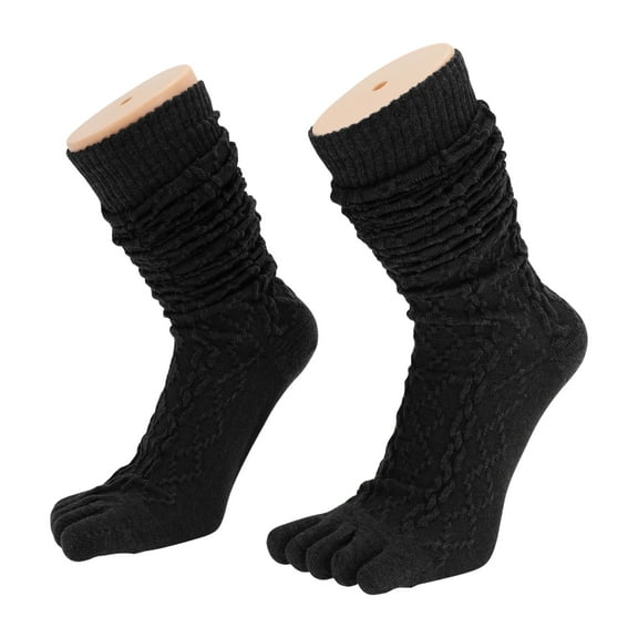 Unique Bargains 1 Pair Five Toe Socks Soft Warmth Socks for Women Black