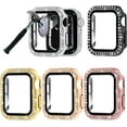 thumbnail image 1 of 5 Pack 41mm Watch Case Compatible with Apple Watch Series 8 7 Screen Protector, Bling iWatch Cover 2 Rows of Diamond Bumper Accessories Replacement (Black, Silver, Gold, Pink, Rose Gold), 1 of 5