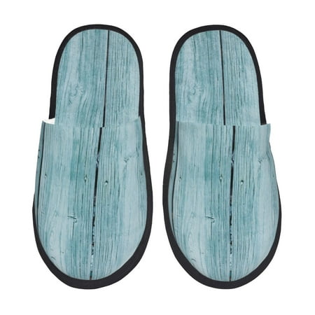 Balery Turquoise Wooden1 Slient Indoor Furry Fleece Comfort House Shoes Soft Non-Slip Home Shoes Cotton slippers House Slippers-- Medium
