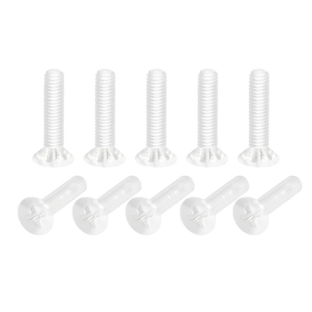 Unique Bargains M4x20mm Plastic Phillips Machine Screws, PC Flat Head Machine Bolts 25 Pack