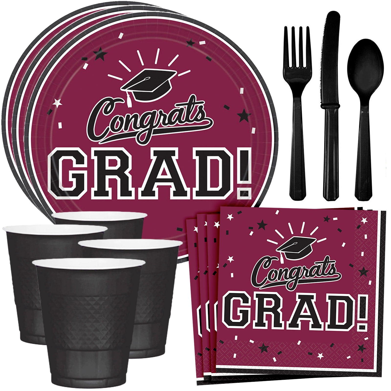 Maroon Burgundy Graduation Party Supplies