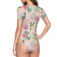 thumbnail image 4 of Haiem Tropical Pitaya Women's Crew Neck Short Sleeve Bodysuit Tops Stretchy Slim Basic-Large, 4 of 9